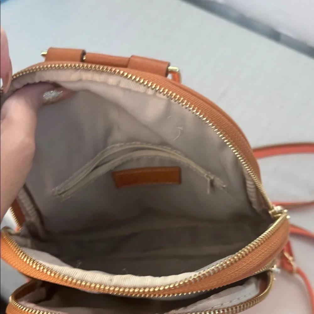Valentina Italian Orange Pebbled Leather Sling Backpack/Shoulder Bag 🍊